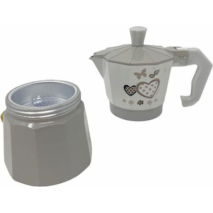 Caffettiera fango e bianco shabby chic moka 1 2 o 3 tazze macchina del caffè in alluminio per espresso - enzoled