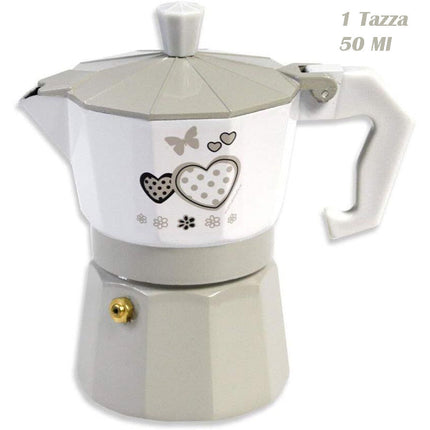Caffettiera fango e bianco shabby chic moka 1 2 o 3 tazze macchina del caffè in alluminio per espresso - enzoled