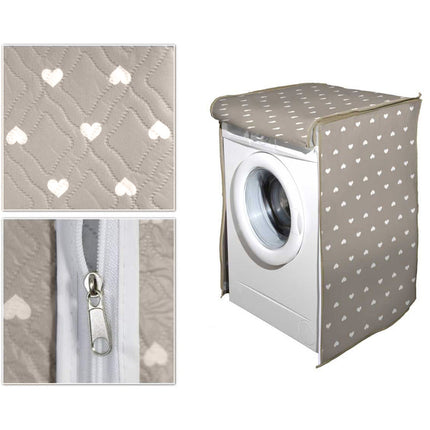 Coprilavatrice con chiusura a zip per lavatrici con carico frontale telo protettivo copertura per lavatrice con fantasia a cuori bianchi 62x58x85 cm - enzoled