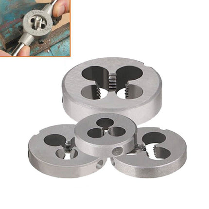 Set di 4 filiere tonda per filettature filiera metrica in acciaio M4 M5 M6 M8 filettatura - enzoled