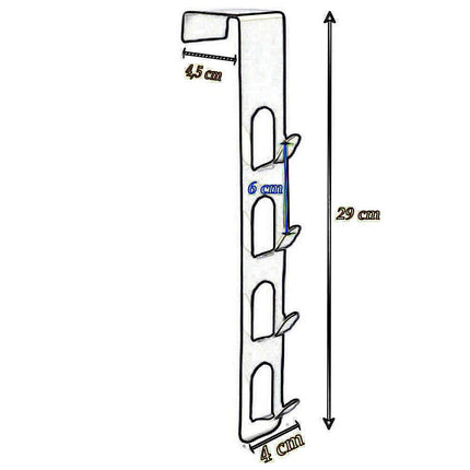 Gancio appendino sopraporta in metallo appendiabiti da porta verticale 4 ganci bianco o nero - enzoled
