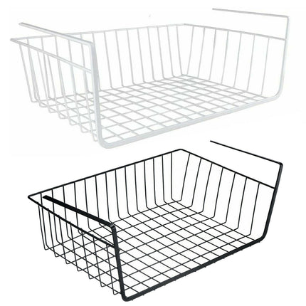 Mensola sotto scaffale cesta 2 pezzi organaizer porta oggetti in metallo cestello sottoripiani salva spazio cassetto 35x8,7x22 cm - enzoled