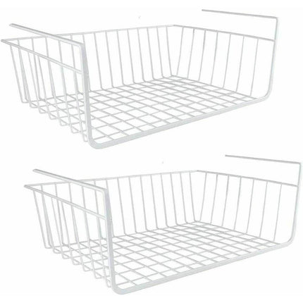 Mensola sotto scaffale cesta 2 pezzi organaizer porta oggetti in metallo cestello sottoripiani salva spazio cassetto 35x8,7x22 cm - enzoled