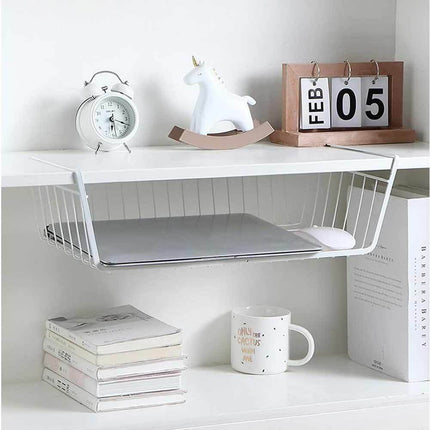 Mensola sotto scaffale cesta 2 pezzi organaizer porta oggetti in metallo cestello sottoripiani salva spazio cassetto 35x8,7x22 cm - enzoled