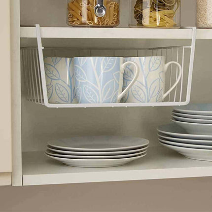 Mensola sotto scaffale cesta 2 pezzi organaizer porta oggetti in metallo cestello sottoripiani salva spazio cassetto 35x8,7x22 cm - enzoled