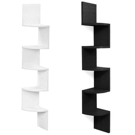 Mensola in legno MDF angolare scaffale verticale da parete 5 ripiani a zig zag per ufficio soggiorno camera da letto 123x19x19 cm - enzoled