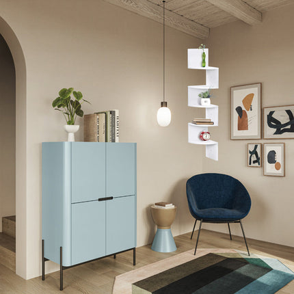 Mensola in legno MDF angolare scaffale verticale da parete 5 ripiani a zig zag per ufficio soggiorno camera da letto 123x19x19 cm - enzoled