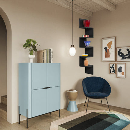 Mensola in legno MDF angolare scaffale verticale da parete 5 ripiani a zig zag per ufficio soggiorno camera da letto 123x19x19 cm - enzoled