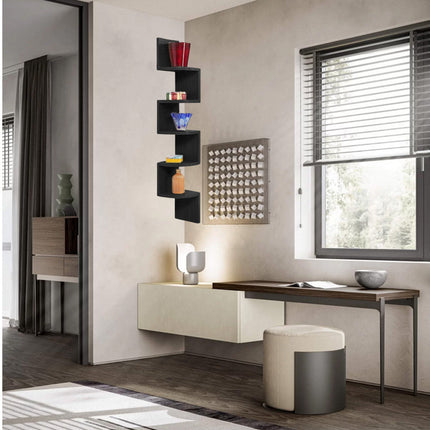 Mensola in legno MDF angolare scaffale verticale da parete 5 ripiani a zig zag per ufficio soggiorno camera da letto 123x19x19 cm - enzoled