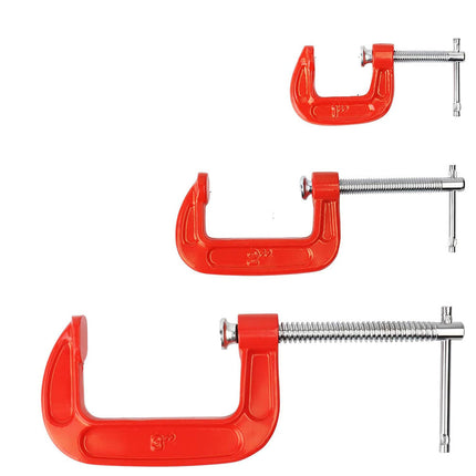 Morsetto a C in acciaio al carbonio 3 pezzi per lavori di carpenteria lavorazione legno strettoio morsa da falegname per bricolage - enzoled