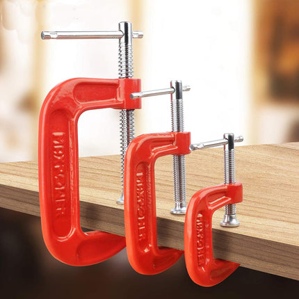 Morsetto a C in acciaio al carbonio 3 pezzi per lavori di carpenteria lavorazione legno strettoio morsa da falegname per bricolage - enzoled