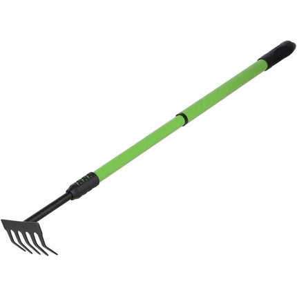 Rastrello da Giardino da 5 Denti curvi con Manico telescopico allungabile richiudibile Estensibile da 53 a 80 cm - enzoled