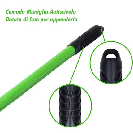 Rastrello da Giardino da 5 Denti curvi con Manico telescopico allungabile richiudibile Estensibile da 53 a 80 cm - enzoled