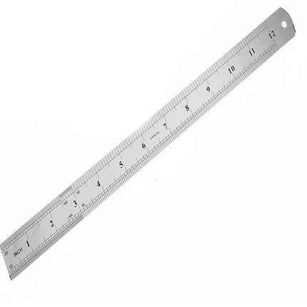 Righello in metallo 30 cm a bordo dritto doppio lato strumento di misurazione in centimetri e pollici - enzoled