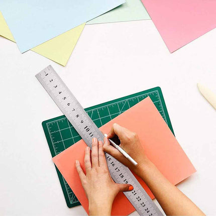 Righello in metallo 30 cm a bordo dritto doppio lato strumento di misurazione in centimetri e pollici - enzoled