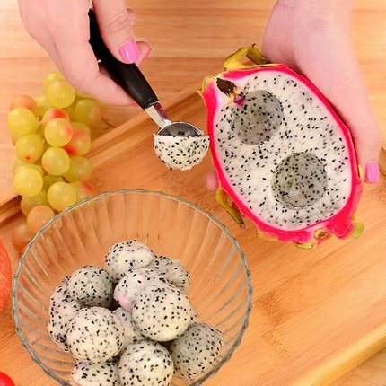 Scavino per frutta melone cucchiaio per decorare e scavare a palline frutta utensili cucina 1 count nero acciaio 16,5 cm - enzoled