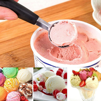 Scavino per frutta melone cucchiaio per decorare e scavare a palline frutta utensili cucina 1 count nero acciaio 16,5 cm - enzoled