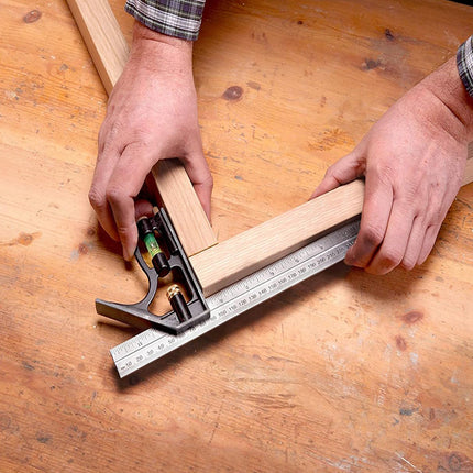 Squadra combinata con livella metrica a bolla in alluminio regolabile angolo 45° 90° righello 300mm 12” quadra strumento per misurazione - enzoled