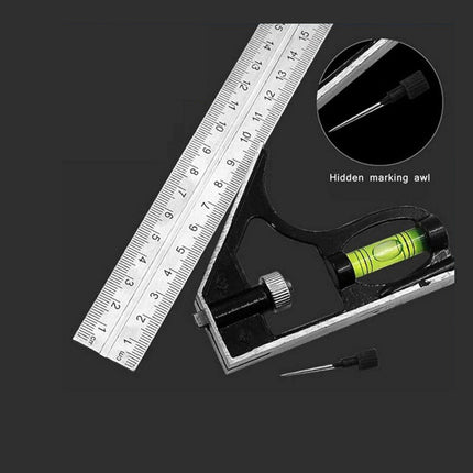 Squadra combinata con livella metrica a bolla in alluminio regolabile angolo 45° 90° righello 300mm 12” quadra strumento per misurazione - enzoled