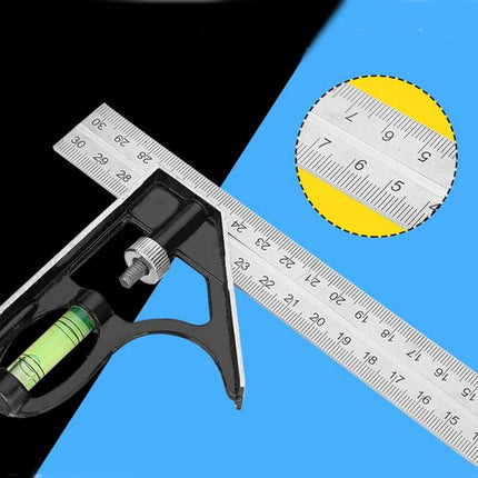 Squadra combinata con livella metrica a bolla in alluminio regolabile angolo 45° 90° righello 300mm 12” quadra strumento per misurazione - enzoled