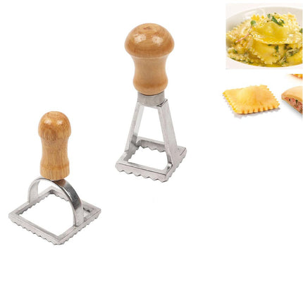 Stampo per ravioli in alluminio con manico in legno stampino taglia pasta formine gnocchi biscotti 7x7 cm e 3,5x3,5 cm - enzoled