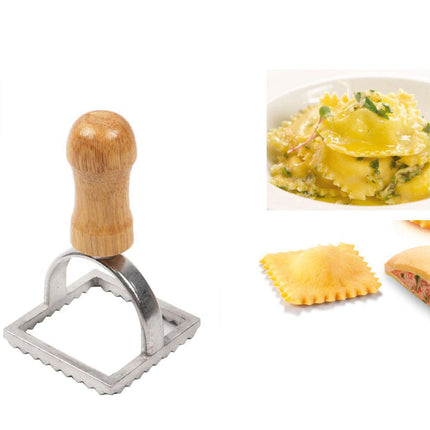 Stampo per ravioli in alluminio con manico in legno stampino taglia pasta formine gnocchi biscotti 7x7 cm e 3,5x3,5 cm - enzoled