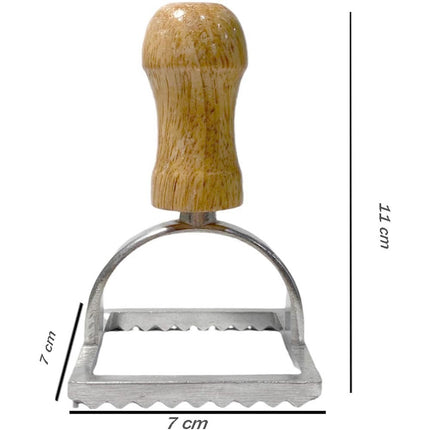 Stampo per ravioli in alluminio con manico in legno stampino taglia pasta formine gnocchi biscotti 7x7 cm e 3,5x3,5 cm - enzoled