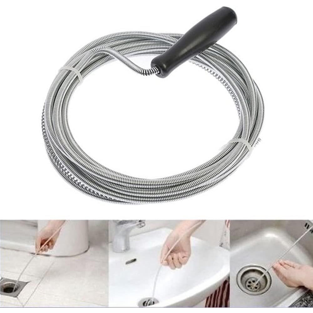 Sturalavandino flessibile a molla sonda manuale stura tubi spirale per scarichi di doccia lavabo 3 mt - enzoled