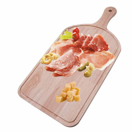 Tagliere in legno con manico 46 x 22.5 cm per apertivi antipasti salumi formaggi finger food vassoio da cucina o bar - enzoled