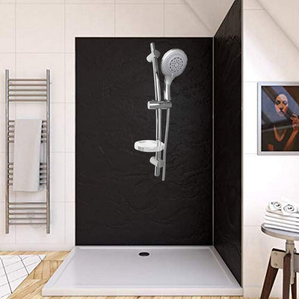 Saliscendi cromato con soffione multigetto diametro 11 cm per doccia staffa regolabile con porta sapone supporto orientabile scorrimento per regolare altezza 70 cm - enzoled