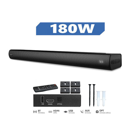 Soundbar bluetooth per tv 180 Watt HDMI AUX OPT con telecomando