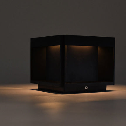 Faretto led 10 watt con pannello solare a cubo applique da parete segnpasso da terra tecnologia cct per esterno IP65 - enzoled