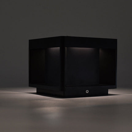 Faretto led 10 watt con pannello solare a cubo applique da parete segnpasso da terra tecnologia cct per esterno IP65 - enzoled