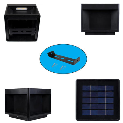 Faretto led 10 watt con pannello solare a cubo applique da parete segnpasso da terra tecnologia cct per esterno IP65 - enzoled