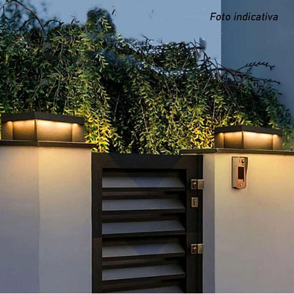 Faretto led 10 watt con pannello solare a cubo applique da parete segnpasso da terra tecnologia cct per esterno IP65 - enzoled