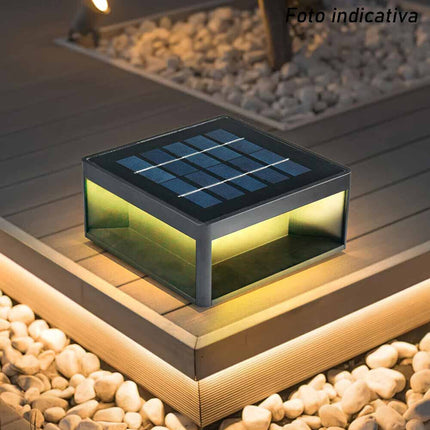 Faretto led 10 watt con pannello solare a cubo applique da parete segnpasso da terra tecnologia cct per esterno IP65 - enzoled