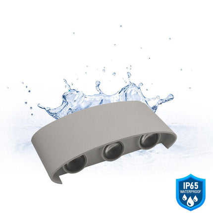 Applique a doppia emissione di luce 6 led 16 watt up & down lampada da muro grigio per esterno casa terrazzo giardino IP65 - enzoled