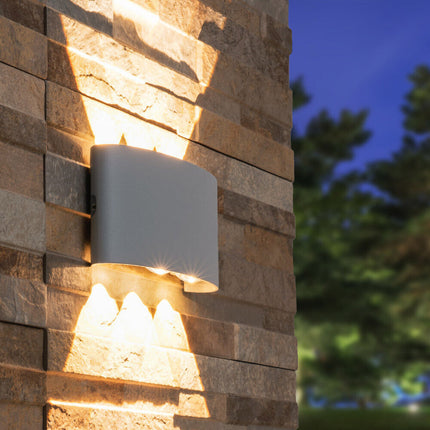 Applique a doppia emissione di luce 6 led 16 watt up & down lampada da muro grigio per esterno casa terrazzo giardino IP65 - enzoled