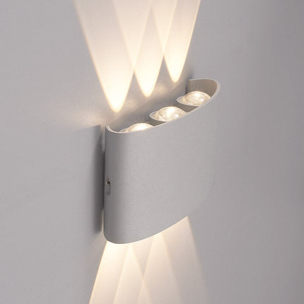 Applique a doppia emissione di luce 6 led 16 watt up & down lampada da muro grigio per esterno casa terrazzo giardino IP65 - enzoled