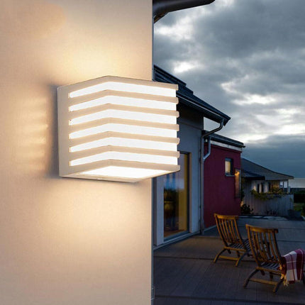 Applique da muro per esterno a led 10 watt lampada decorativa a strisce cubo bianco da parete per facciata balcone terrazzo IP54 - enzoled