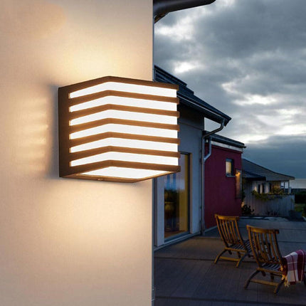 Applique da muro per esterno a led 10 watt lampada decorativa a strisce cubo nero da parete per facciata balcone terrazzo IP54luce fredda 6500k calda 3000k naturale 4000k - enzoled