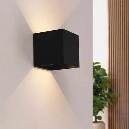 Applique da parete LED COB 12 watt nero per esterno impermeabile IP55 luce fredda calda naturale 6000k 3000k 4000k lampada doppia emissione luminosa UP & DOWN - enzoled