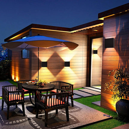 Applique da parete LED COB 12 watt nero per esterno impermeabile IP55 luce fredda calda naturale 6000k 3000k 4000k lampada doppia emissione luminosa UP & DOWN - enzoled