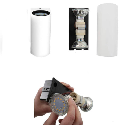 Applique a parete doppia emissione luminosa per esterno balcone terrazzo ip65UP & DOWN 2 portalampada gu10 - enzoled