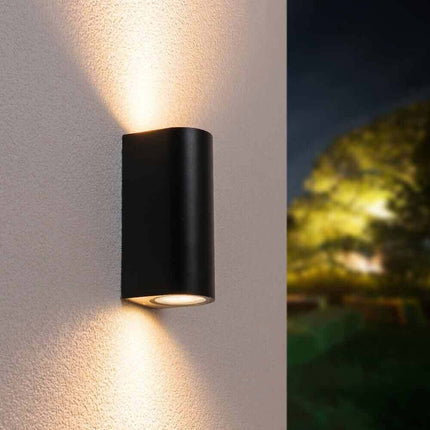 Applique a parete doppia emissione luminosa per esterno balcone terrazzo ip65UP & DOWN 2 portalampada gu10 - enzoled