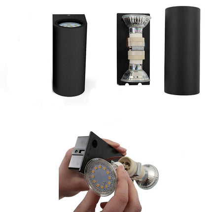 Applique a parete doppia emissione luminosa per esterno balcone terrazzo ip65UP & DOWN 2 portalampada gu10 - enzoled