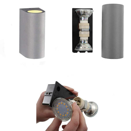 Applique a parete doppia emissione luminosa per esterno balcone terrazzo ip65UP & DOWN 2 portalampada gu10 - enzoled