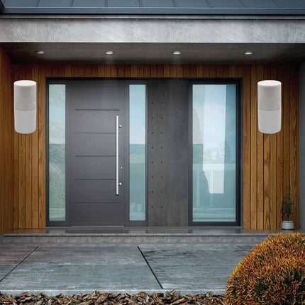 Applique da esterno da parete lampada da muro per balconi terrazzi attacco E27 IP54  bianco o grigio - enzoled