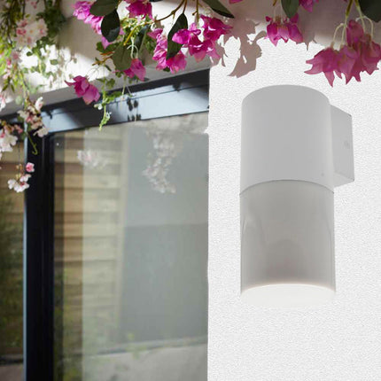 Applique da esterno da parete lampada da muro per balconi terrazzi attacco E27 IP54  bianco o grigio - enzoled