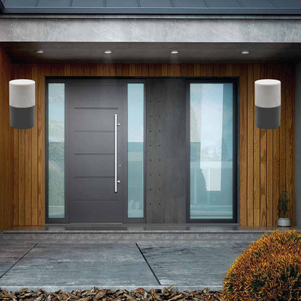 Applique da esterno da parete lampada da muro per balconi terrazzi attacco E27 IP54  bianco o grigio - enzoled